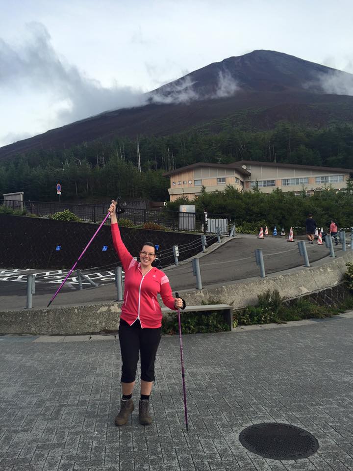 Looking triumphant before Fuji