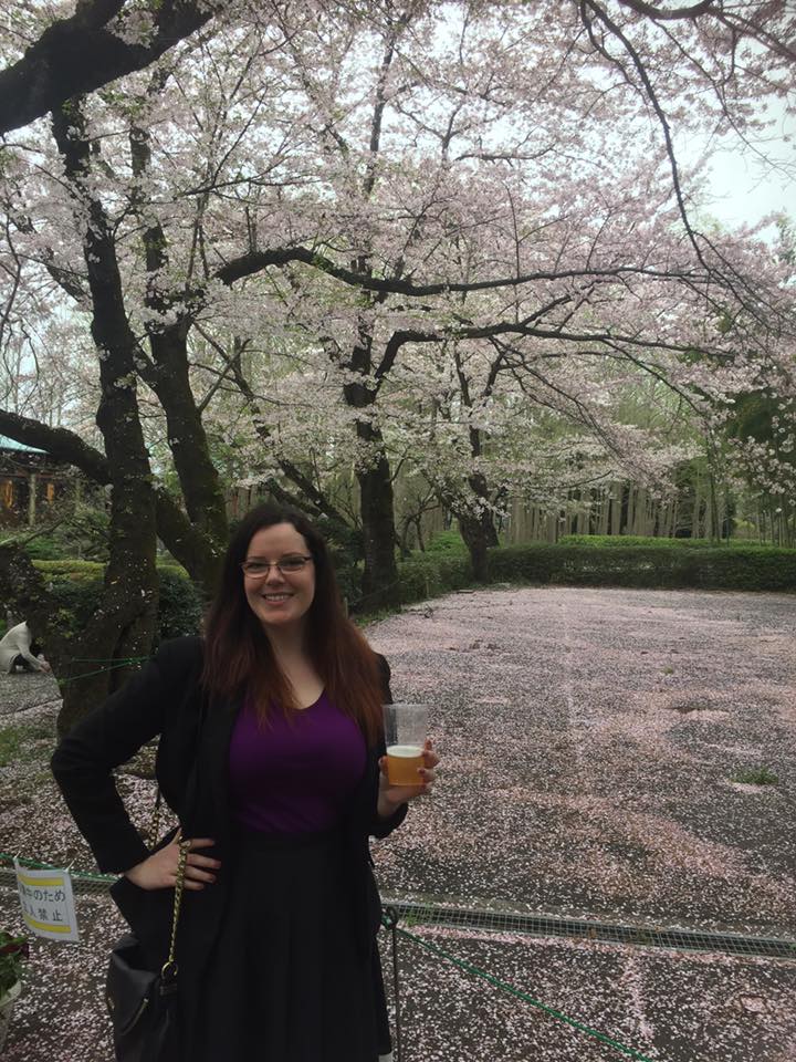 Enjoying Sakura beer under the cherry blossoms inmy new home of Ushiku